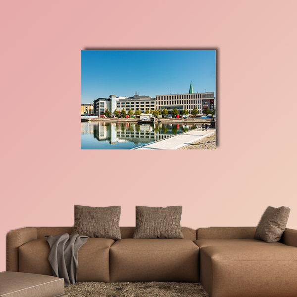 Street view Harbour port Kiel, Germany multi panel canvas wall art