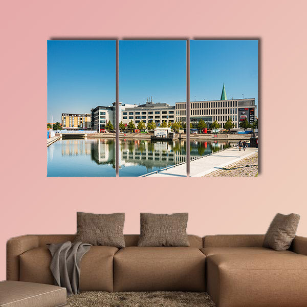 Street view Harbour port Kiel, Germany multi panel canvas wall art