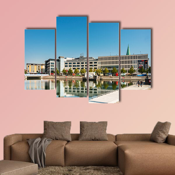 Street view Harbour port Kiel, Germany multi panel canvas wall art