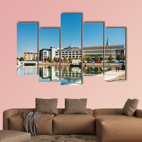 Street view Harbour port Kiel, Germany multi panel canvas wall art