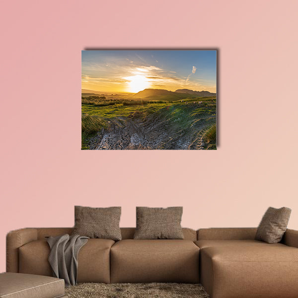 Sunset over the Yorkshire Dales near Settle, North Yorkshire, England, UK Multi panel canvas wall art