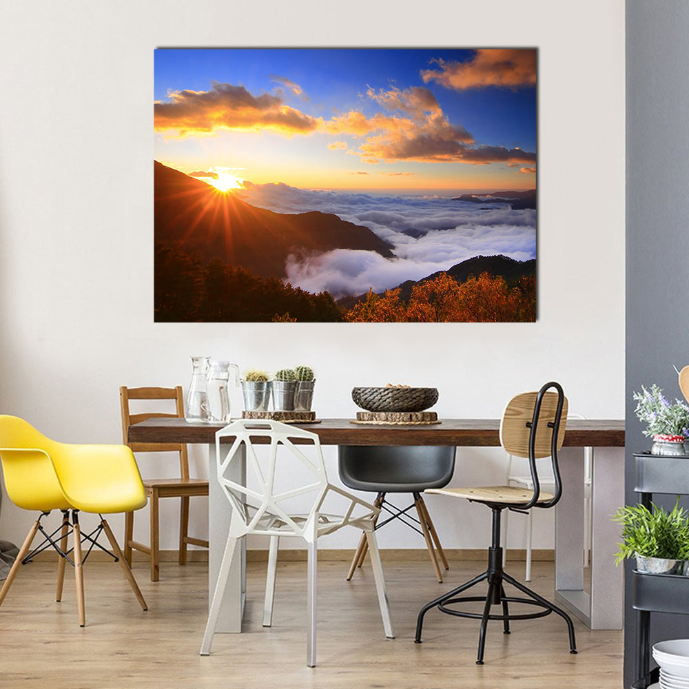 The Sea Of The Clouds With Mountains And Trees All Around, Multi Panel Canvas Wall Art