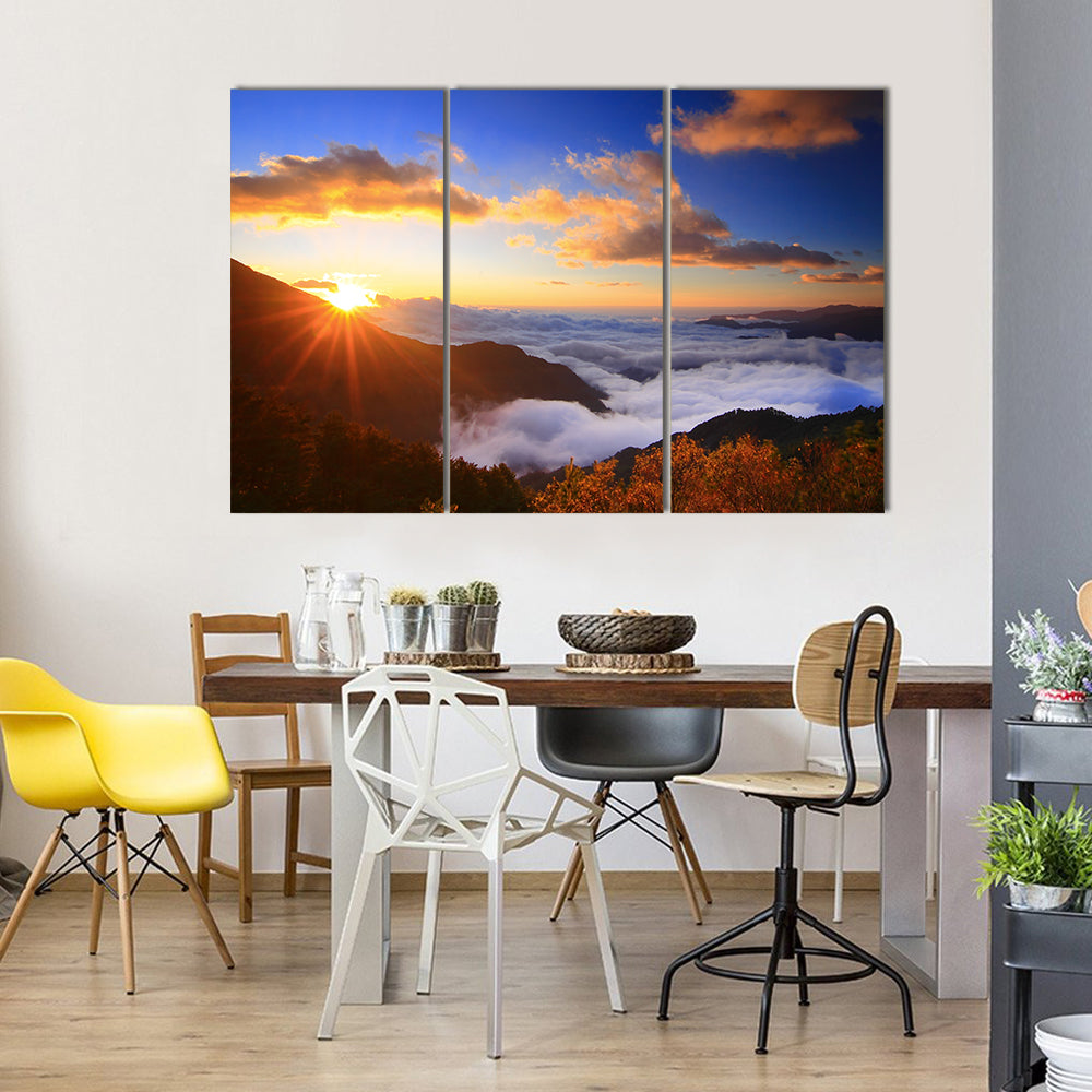 The Sea Of The Clouds With Mountains And Trees All Around, Multi Panel Canvas Wall Art