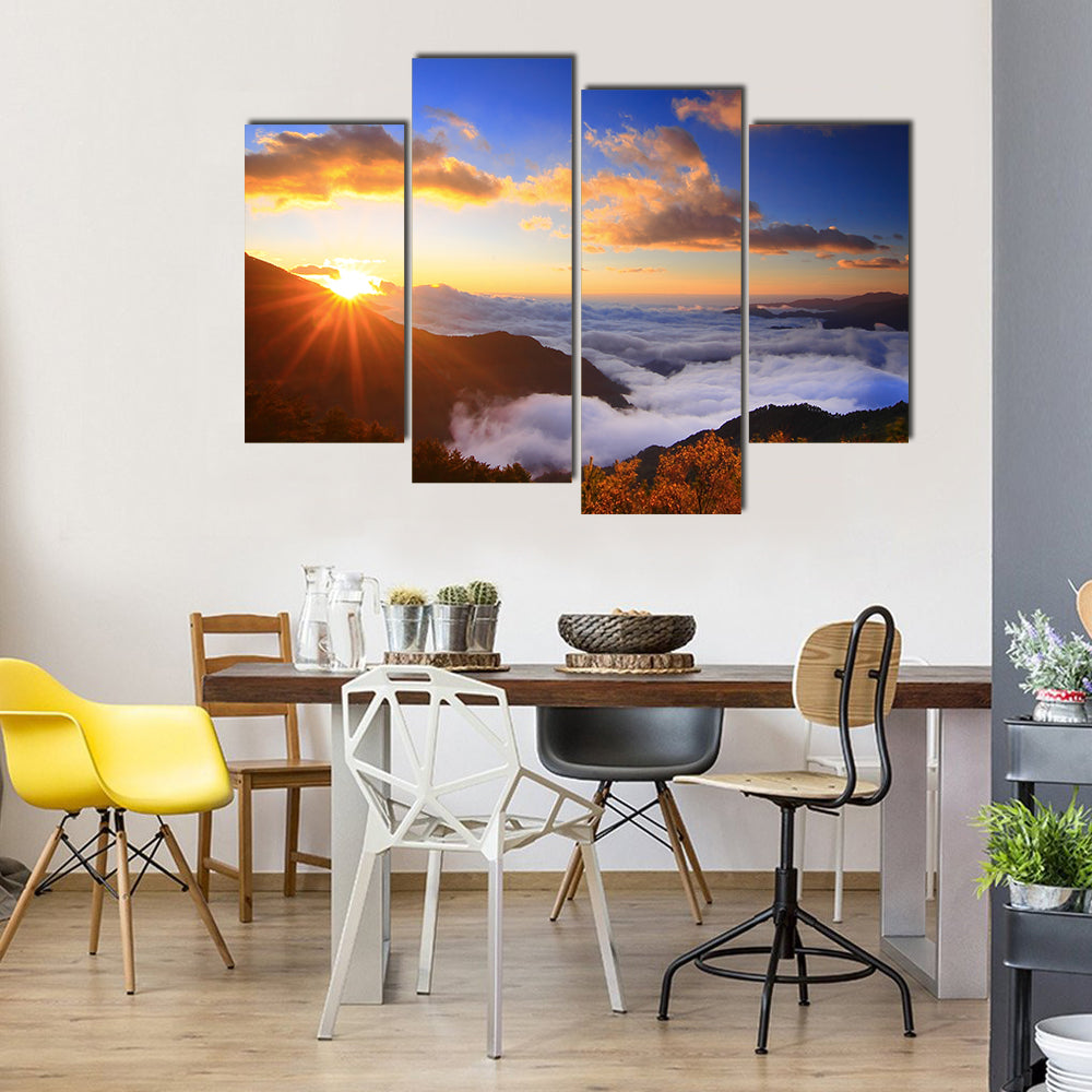 The Sea Of The Clouds With Mountains And Trees All Around, Multi Panel Canvas Wall Art