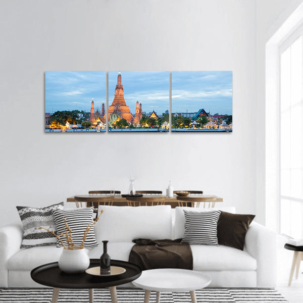 Big Asia city with all the lights on the streets and skyline panoramic canvas wall art