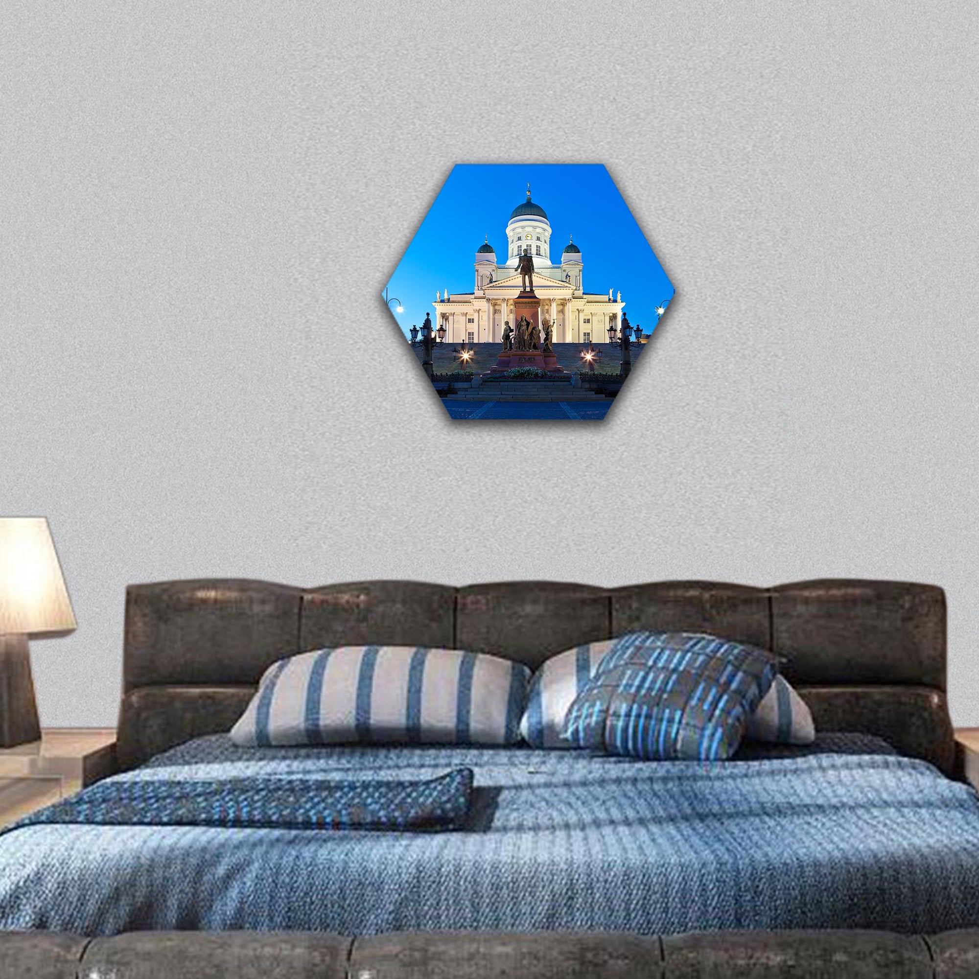 Senate Square with Lutheran cathedral hexagonal canvas wall art