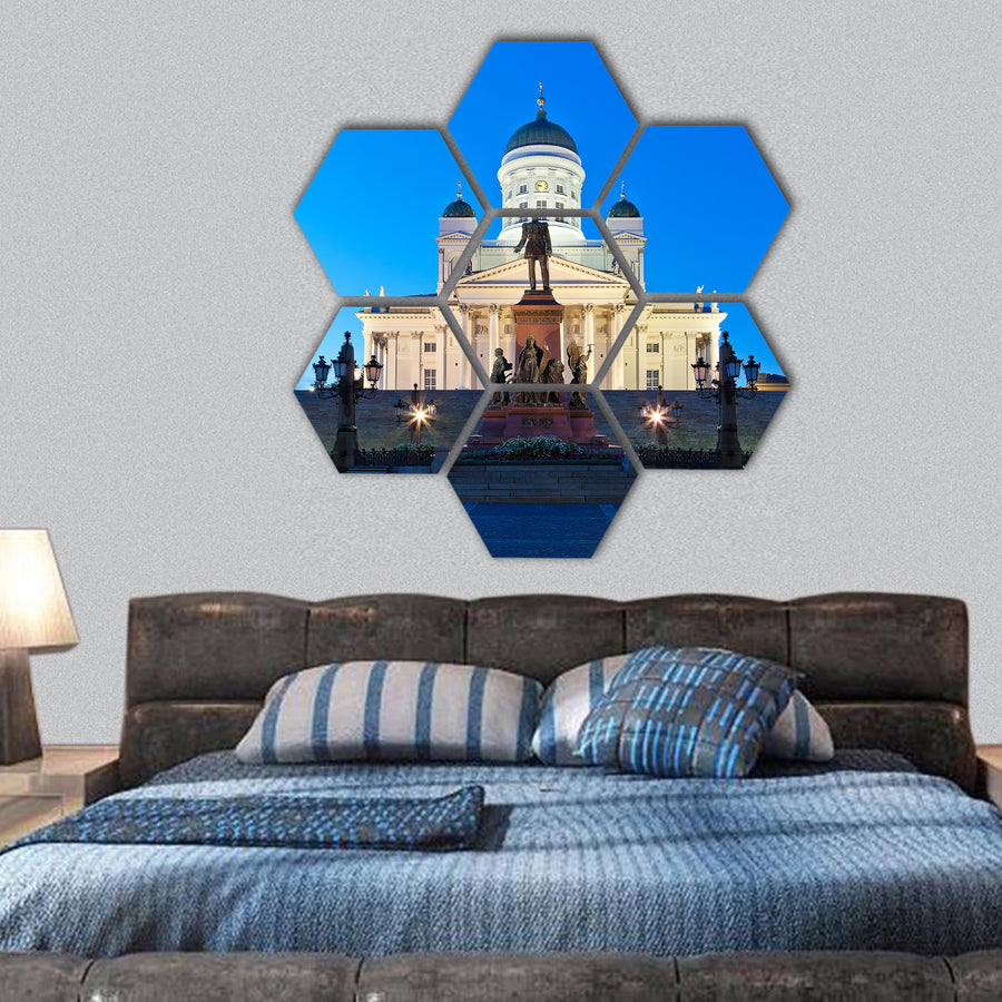 Senate Square with Lutheran cathedral hexagonal canvas wall art