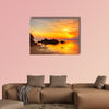 Tropical colorful sunset at the tropical beach. Thailand Multi panel canvas wall art