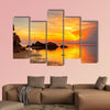 Tropical colorful sunset at the tropical beach. Thailand Multi panel canvas wall art