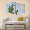 Denmark Shaded relief map Multi Panel Canvas Wall Art