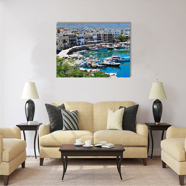 Seashore with a pier Multi Panel Canvas Wall Art