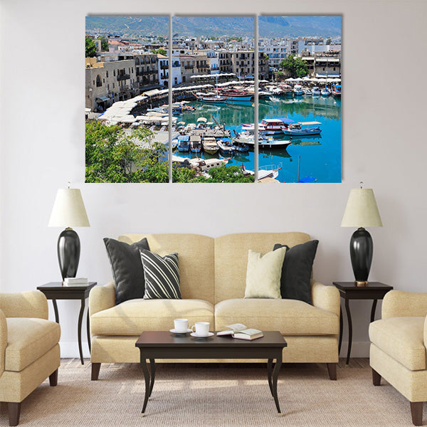 Seashore with a pier Multi Panel Canvas Wall Art