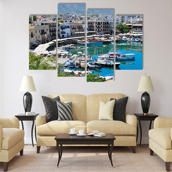 Seashore with a pier Multi Panel Canvas Wall Art