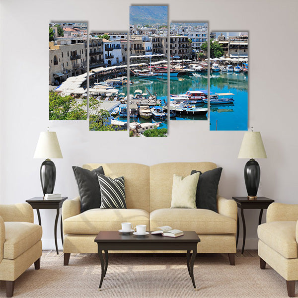 Seashore with a pier Multi Panel Canvas Wall Art