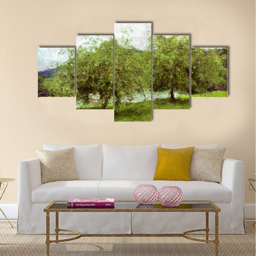 Two tree painting- my own work Multi Panel Canvas Wall Art