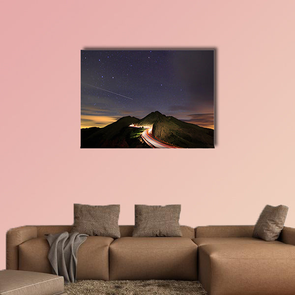 Amazing starry night accompany with a metor multi panel canvas wall art