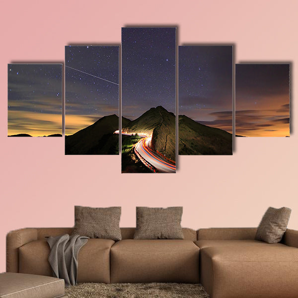 Amazing starry night accompany with a metor multi panel canvas wall art