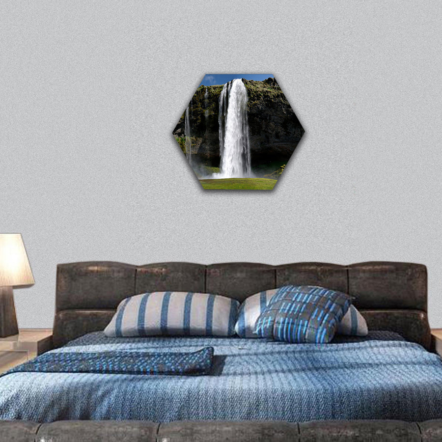 Waterfall Panorama hexagonal canvas wall art