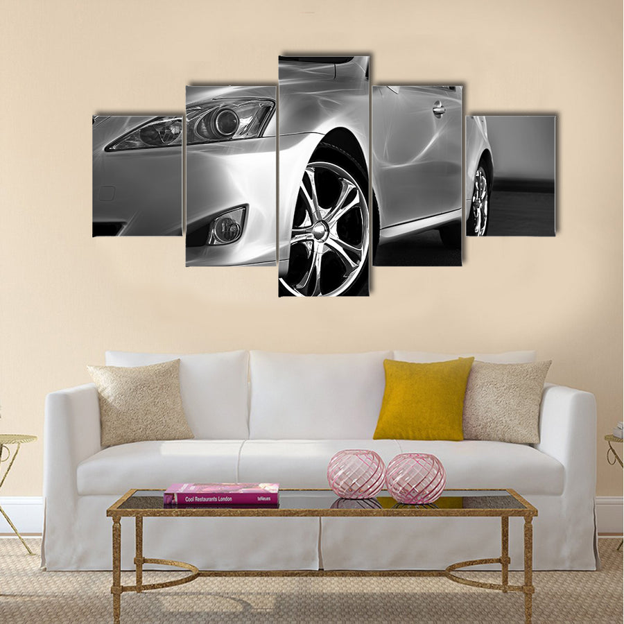 Detail of a beauty and fast sport car Multi panel canvas wall art