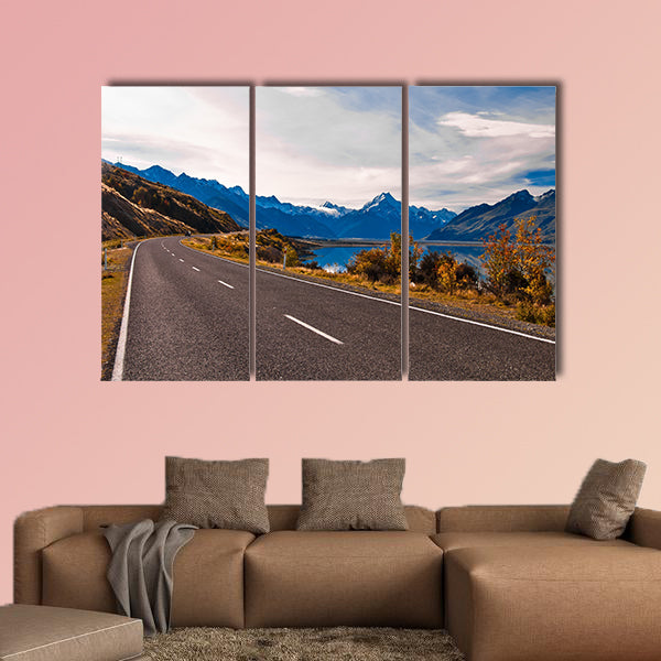  Road to Mount Cook and Pukaki Lake, New Zealand multi panel canvas wall art
