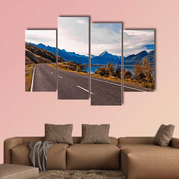  Road to Mount Cook and Pukaki Lake, New Zealand multi panel canvas wall art