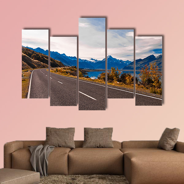  Road to Mount Cook and Pukaki Lake, New Zealand multi panel canvas wall art