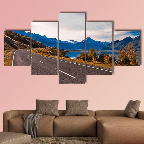  Road to Mount Cook and Pukaki Lake, New Zealand multi panel canvas wall art