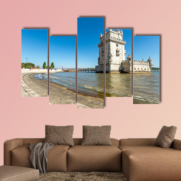 Belem Tower on the Tagus river city landmark in Lisbon, wall art