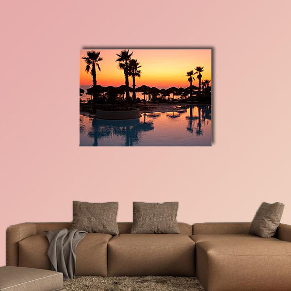 Sunset in a tropical paradise multi panel canvas wall art