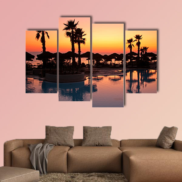 Sunset in a tropical paradise multi panel canvas wall art
