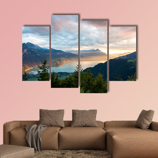 Sunset view of Thun Lake in Interlaken from Harder Kulm wall art