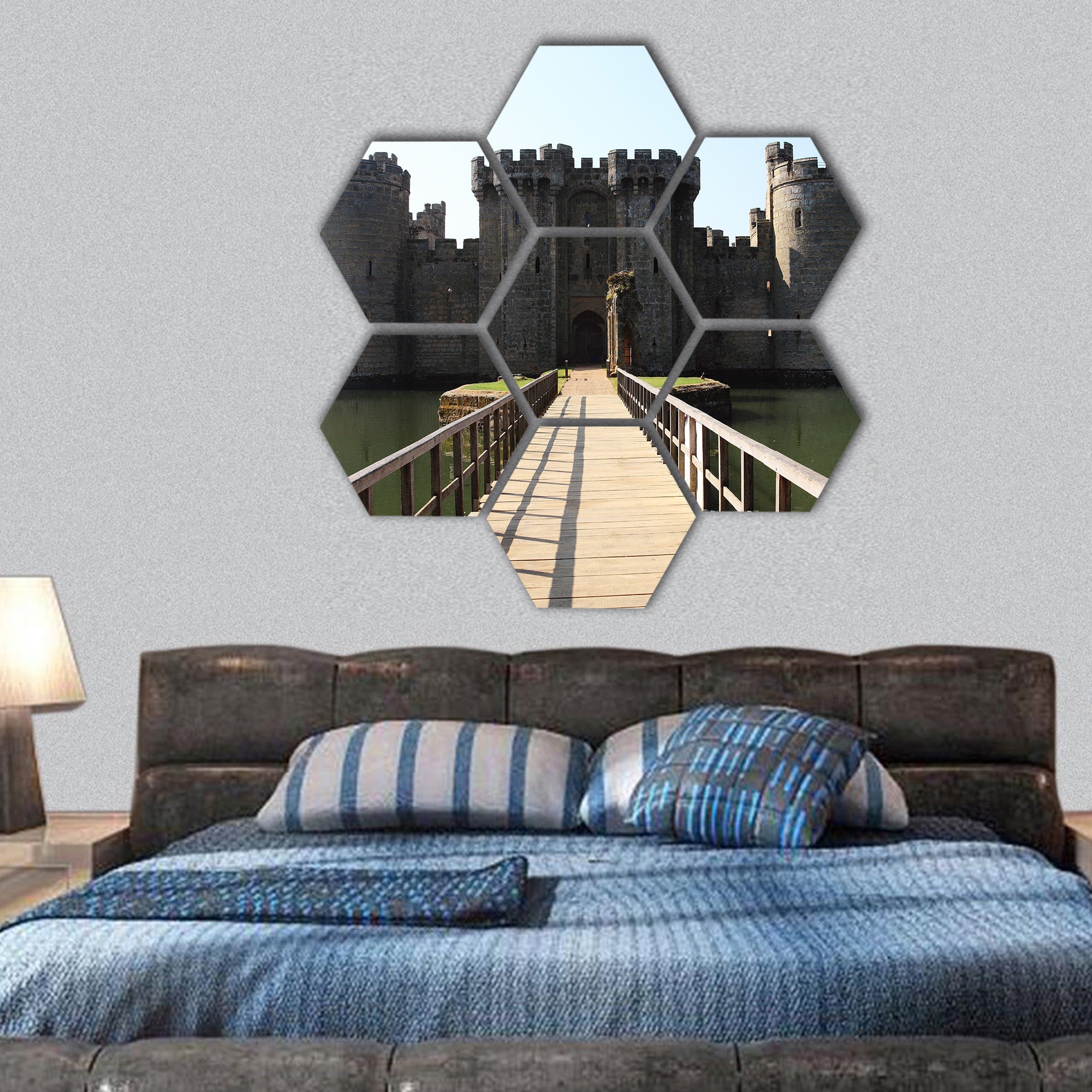 Bodiam Castle near Roberts bridge hexagonal canvas wall art