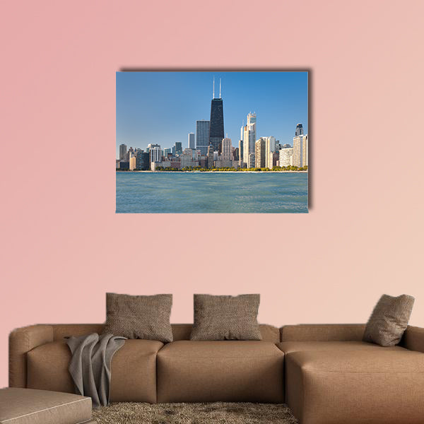 View of the city of Chicago from Michigan lake Multi panel canvas wall art