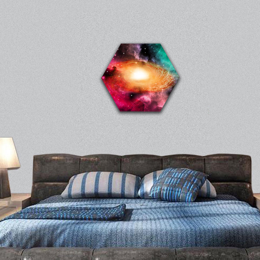 Spiral galaxy hexagonal canvas wall art