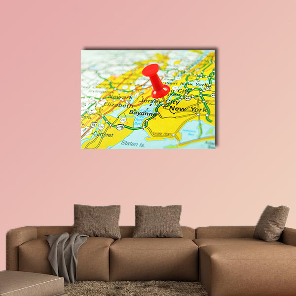 New York map multi panel canvas wall art