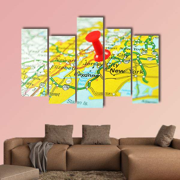 New York map multi panel canvas wall art
