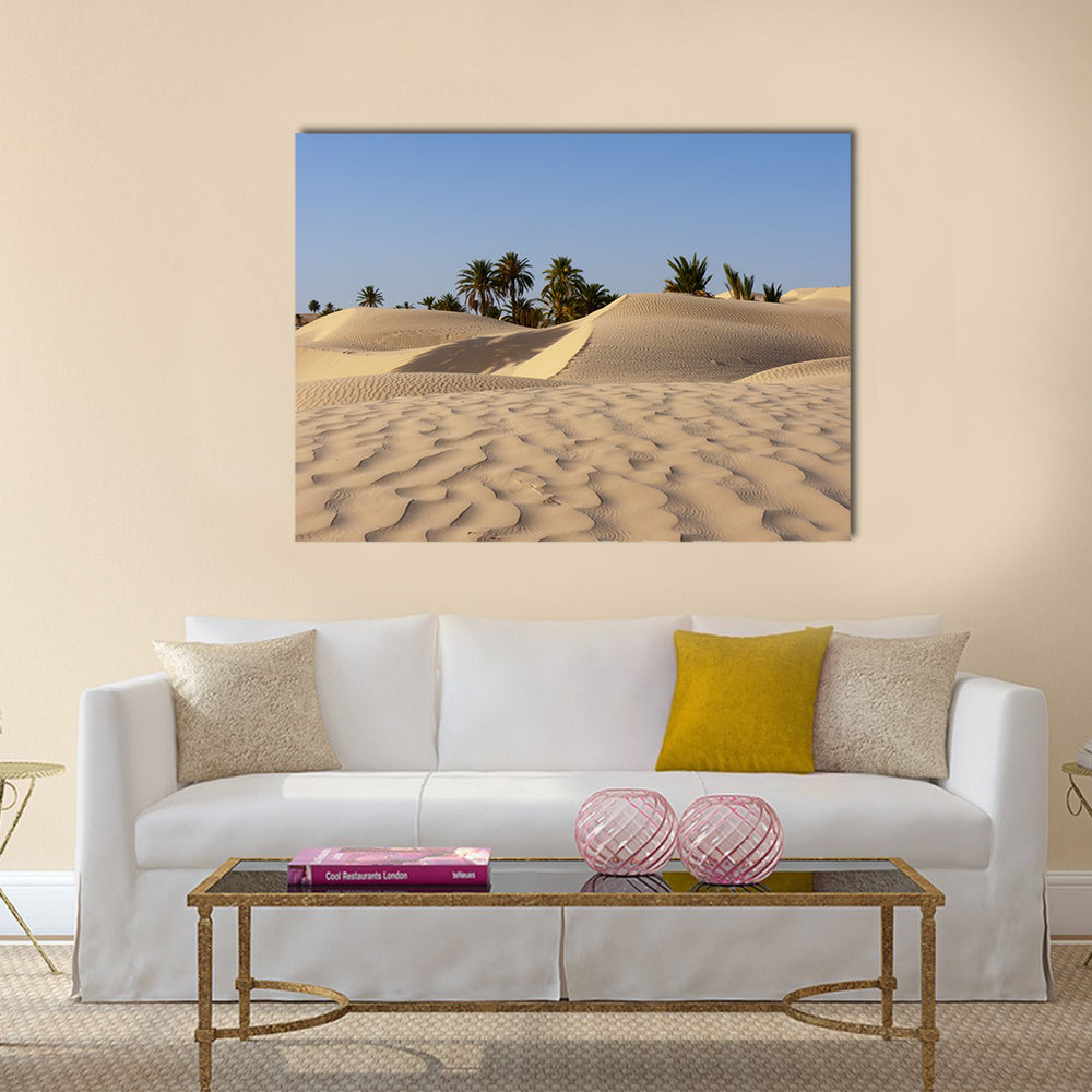 sand dune and palm tree in the desert  Multi panel canvas wall art