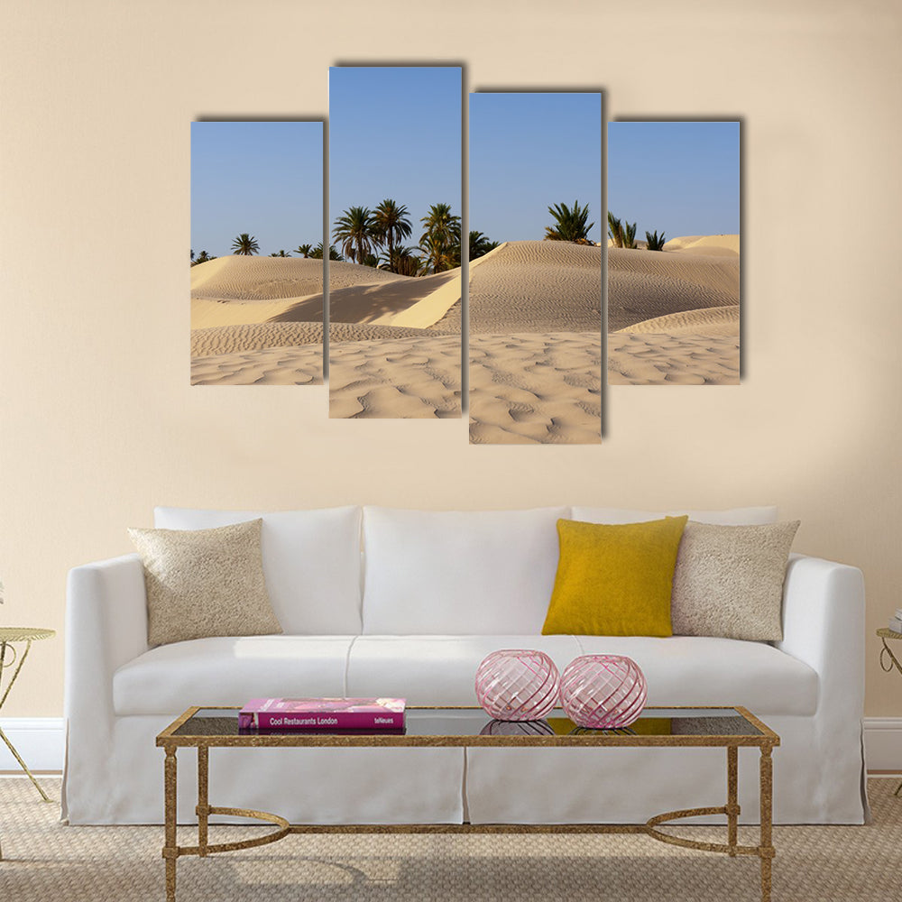 sand dune and palm tree in the desert  Multi panel canvas wall art