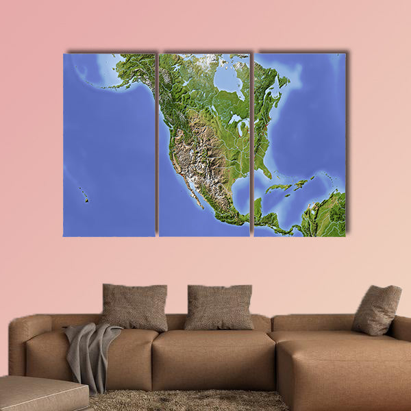 North and Central America multi panel canvas wall art