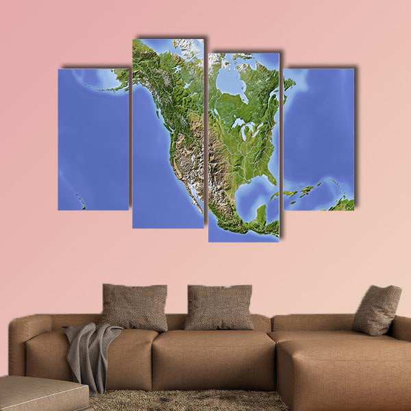 North and Central America multi panel canvas wall art
