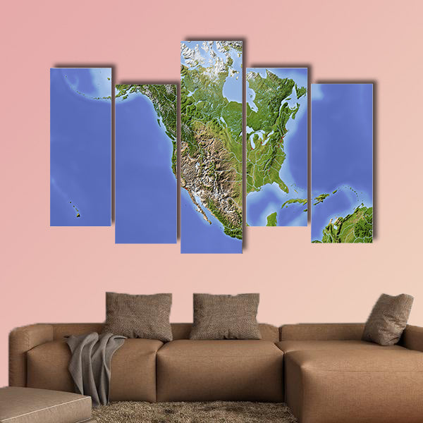 North and Central America multi panel canvas wall art