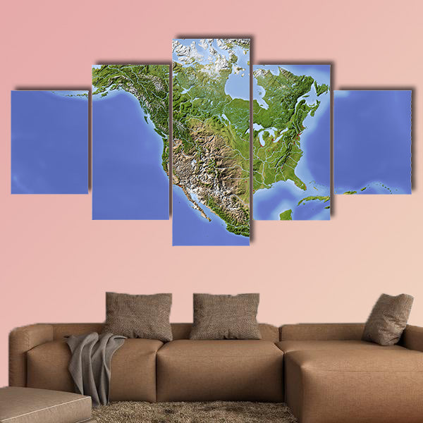 North and Central America multi panel canvas wall art