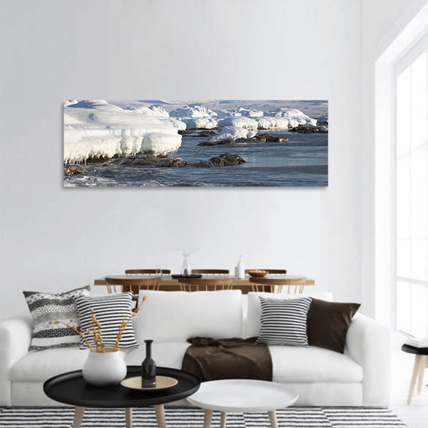 Winter Arctic landscape, Spitsbergen, Svalbard panoramic canvas wall art