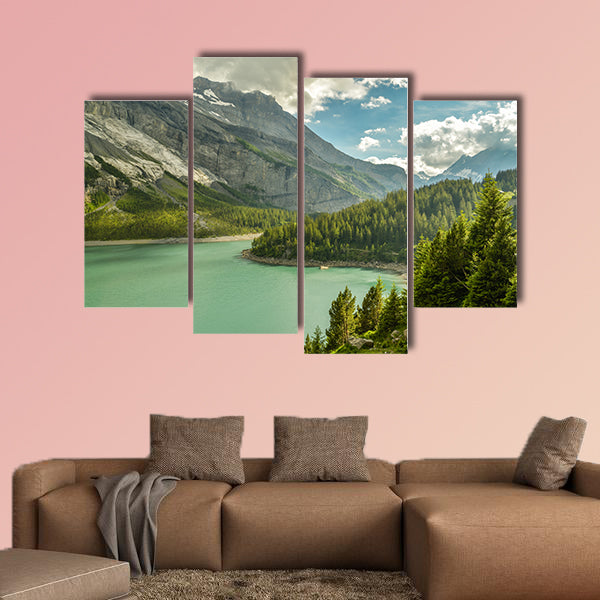 Beautiful Oeschinen Lake in Swiss Alps multi panel canvas wall art