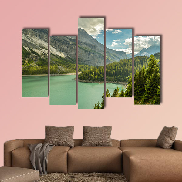 Beautiful Oeschinen Lake in Swiss Alps multi panel canvas wall art