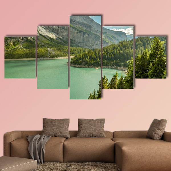 Beautiful Oeschinen Lake in Swiss Alps multi panel canvas wall art
