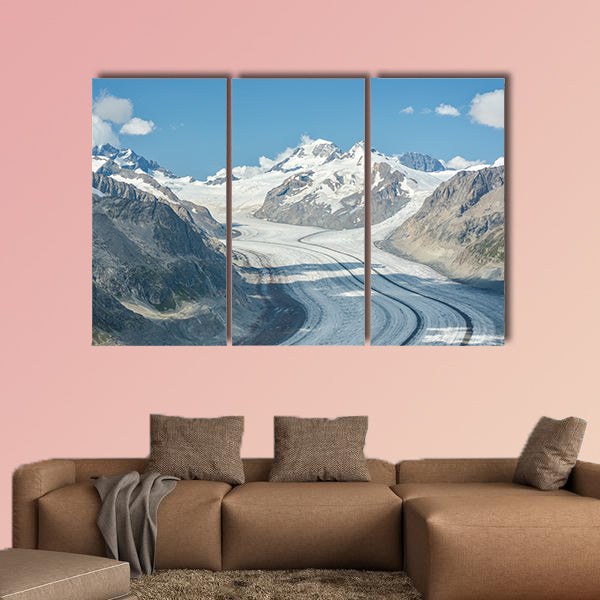 The longest glacier in Alps, Aletsch glacier multi panel canvas wall art