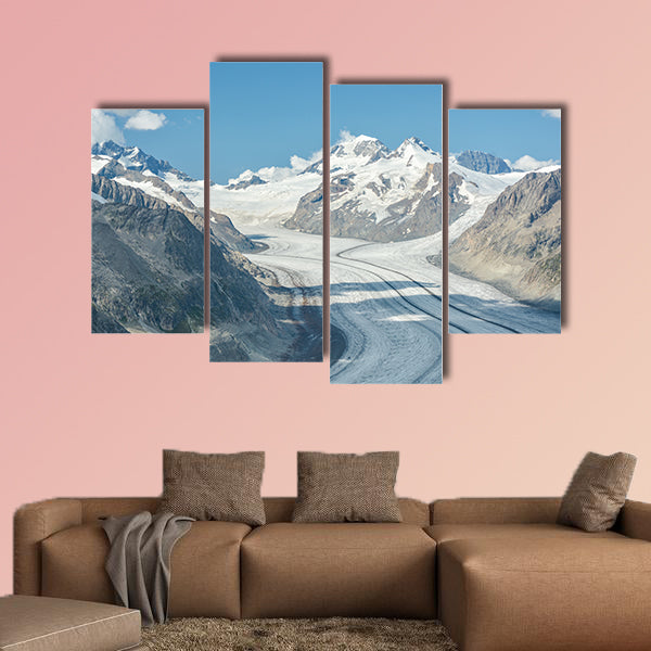 The longest glacier in Alps, Aletsch glacier multi panel canvas wall art