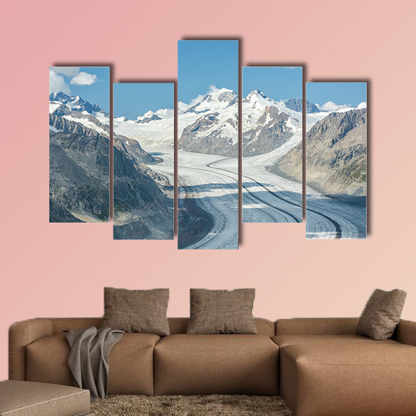 The longest glacier in Alps, Aletsch glacier multi panel canvas wall art