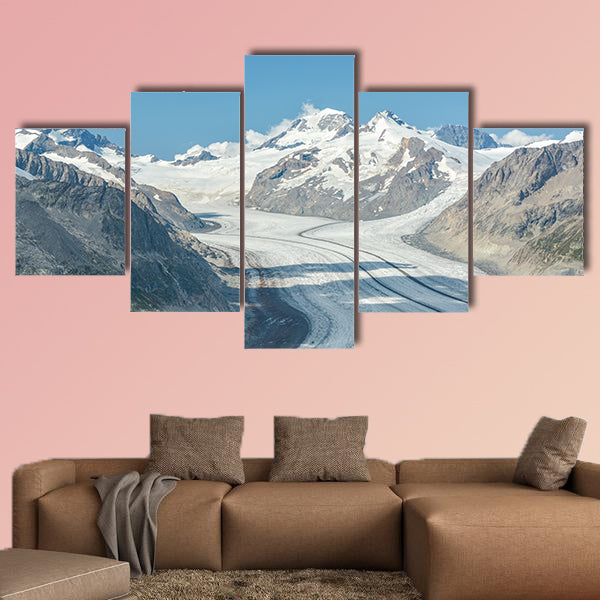 The longest glacier in Alps, Aletsch glacier multi panel canvas wall art